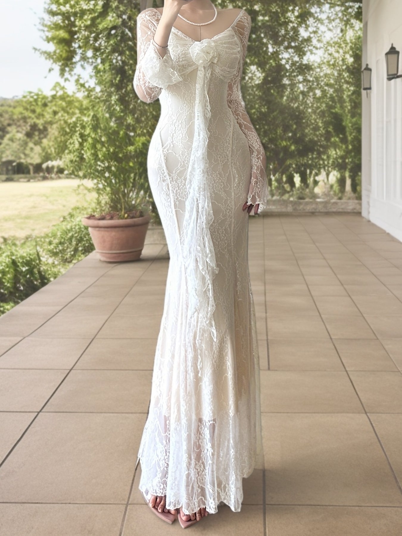 French-Inspired Ruffle Lace Dress