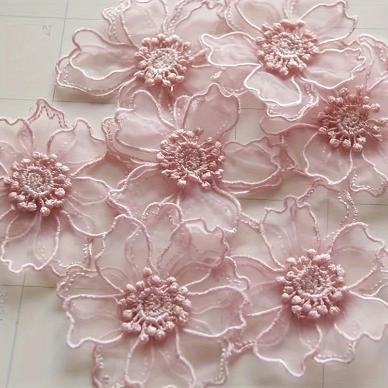 5Pcs Double Layer Lace Flower Patches