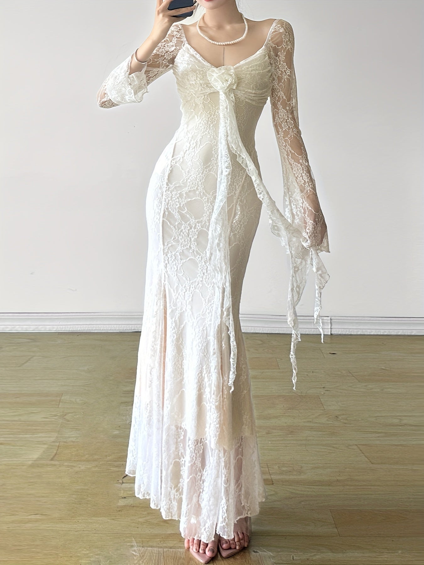 French-Inspired Ruffle Lace Dress