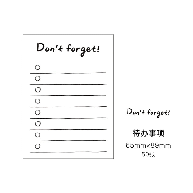 50pcs Minimalist Daily Planner Notepad