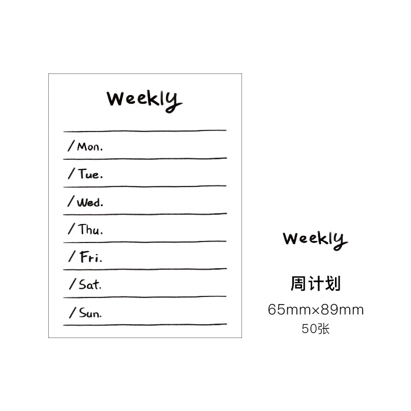 50pcs Minimalist Daily Planner Notepad