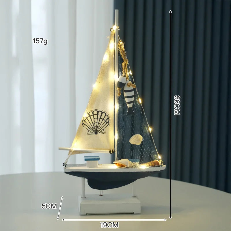 Retro Wooden LED Sailing Boat