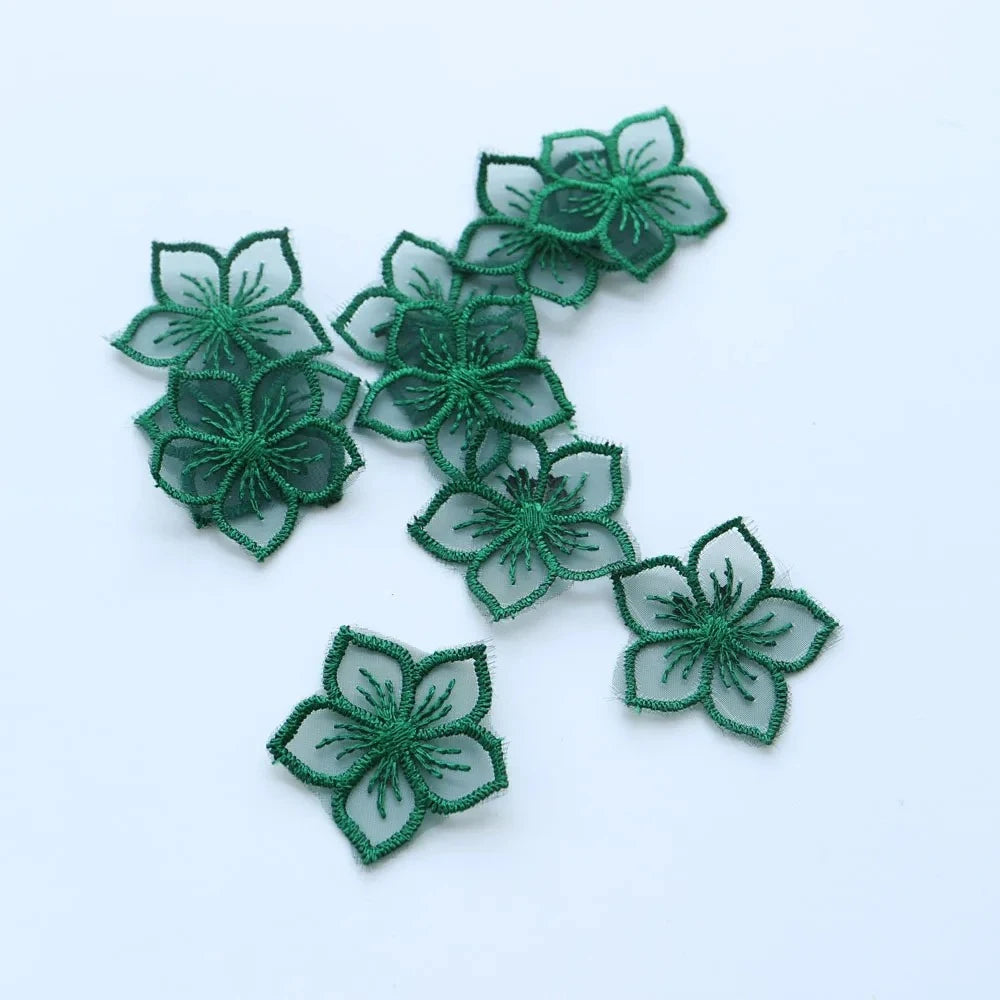 10Pcs Mini Organza Flower Embroidery Patches