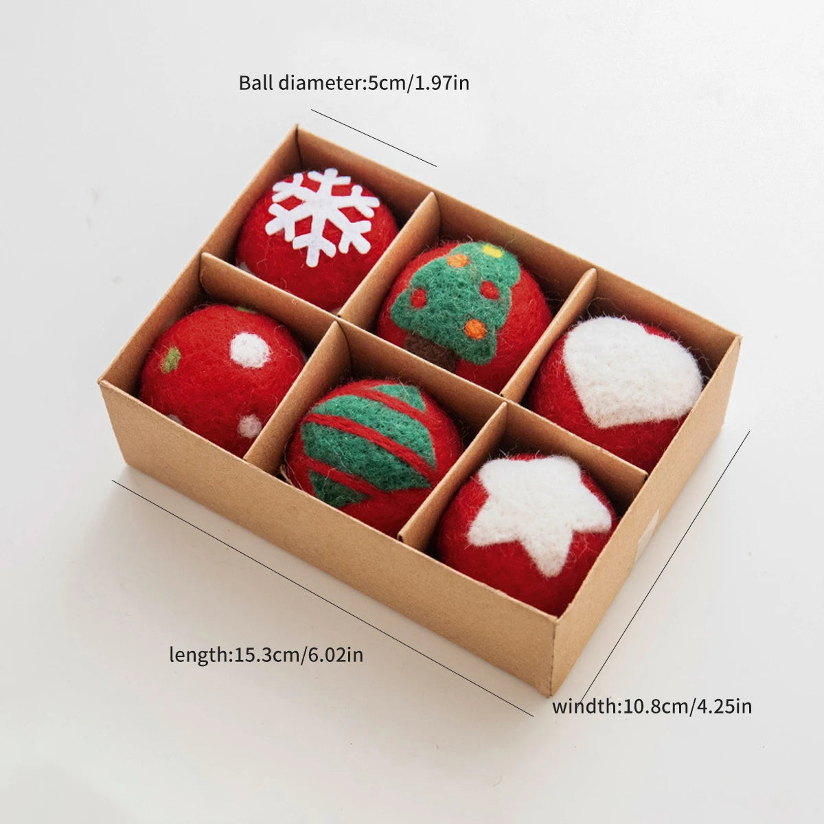 Felt Ball Christmas Winterland 6pcs Set