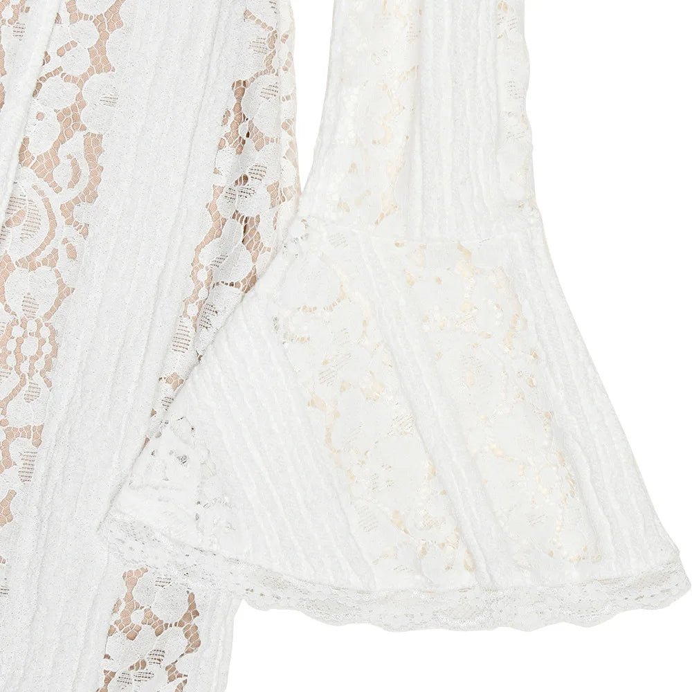 White Off-Shoulder Lace Maxi Dress