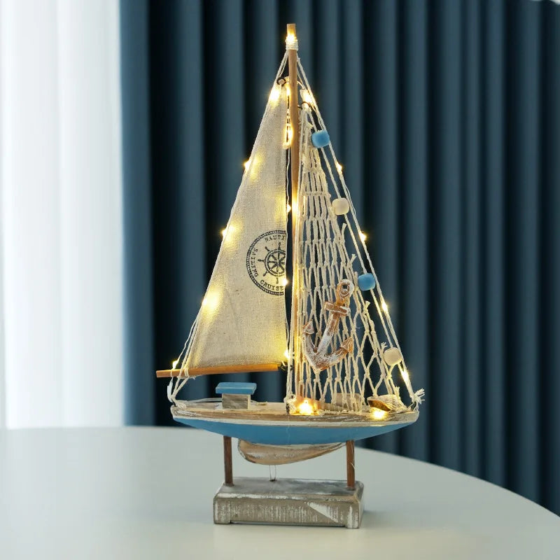 Retro Wooden LED Sailing Boat