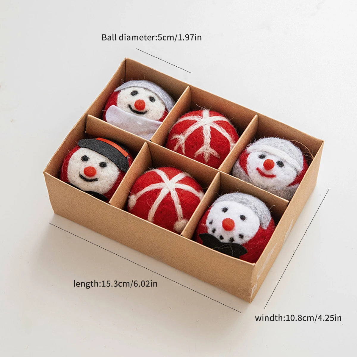 Felt Ball Christmas Winterland 6pcs Set