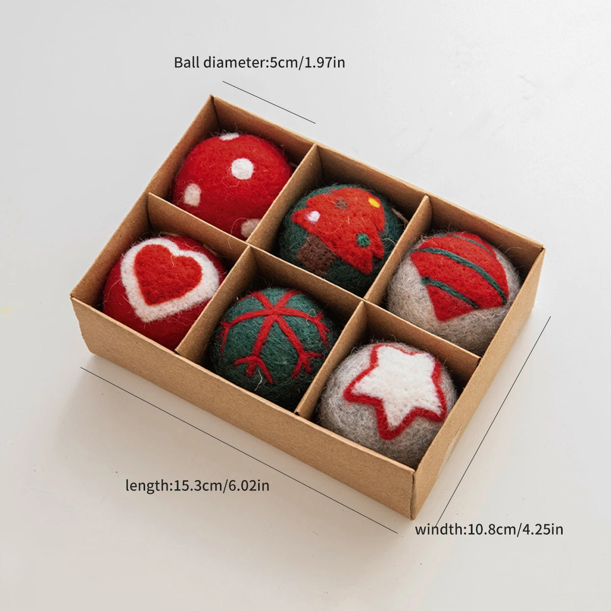Felt Ball Christmas Winterland 6pcs Set