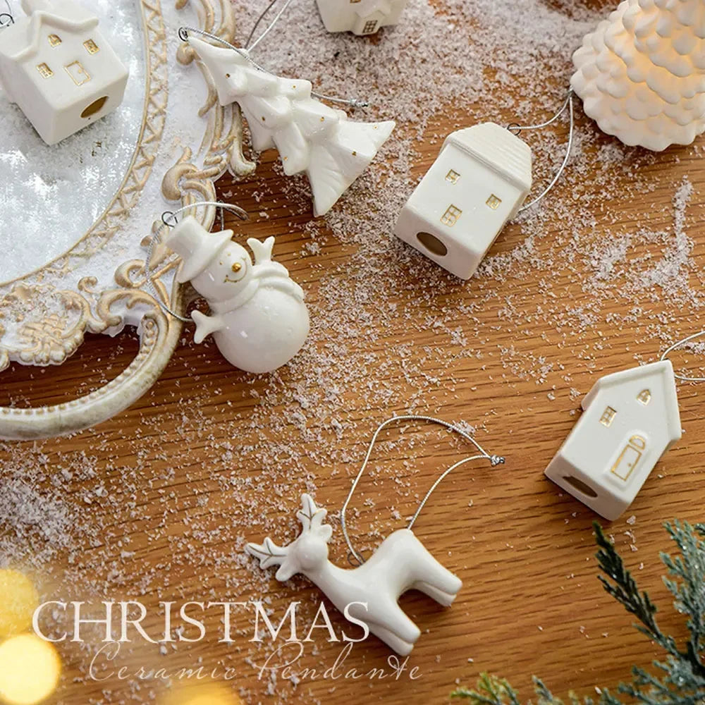 White Christmas Ceramic Ornament