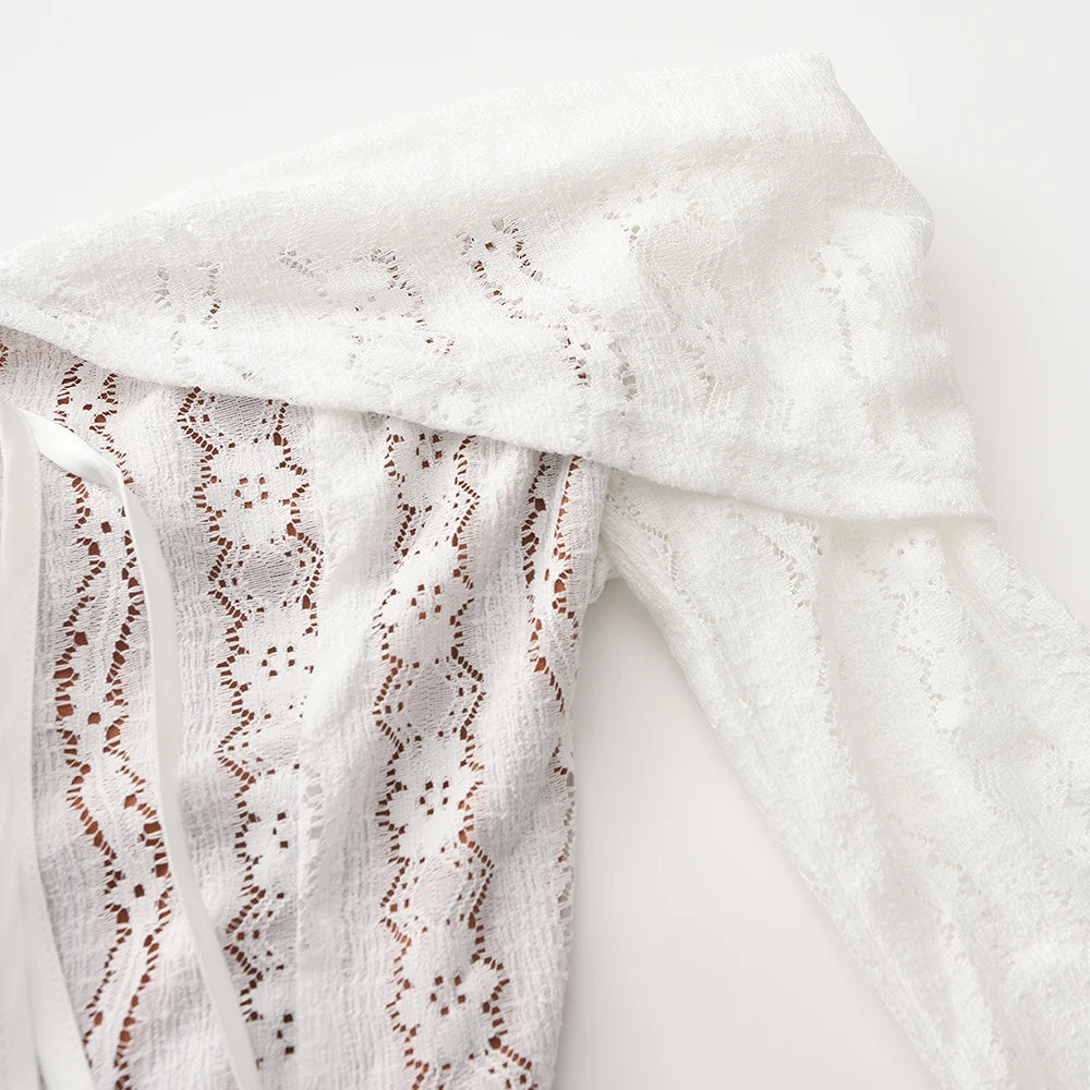 White Off-Shoulder Lace Maxi Dress