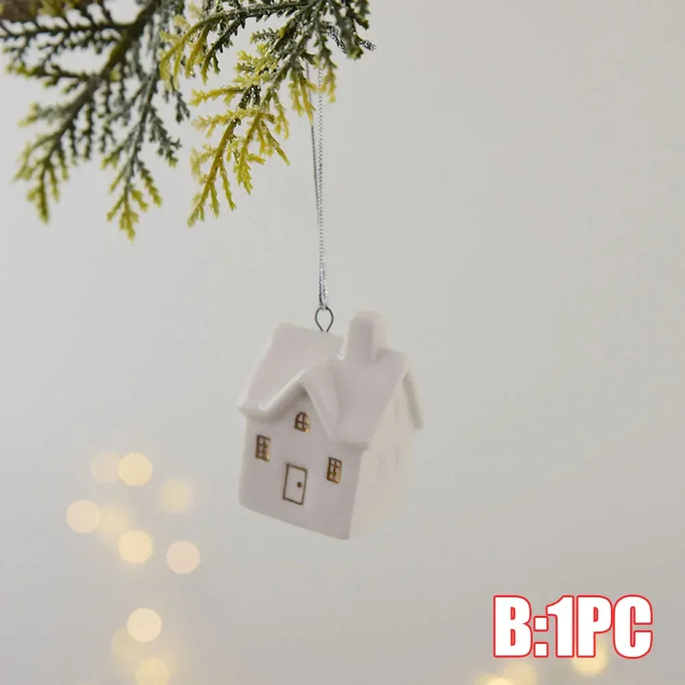 White Christmas Ceramic Ornament