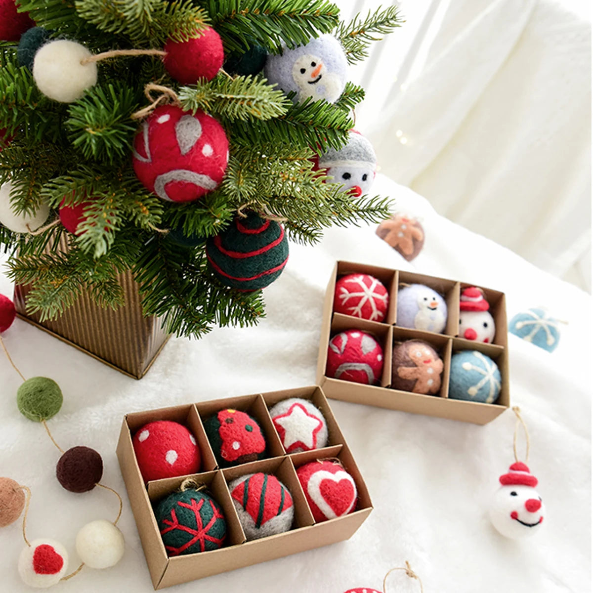 Felt Ball Christmas Winterland 6pcs Set