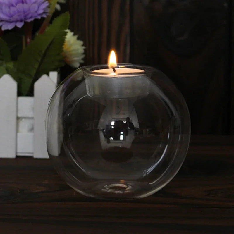 Clear Glass Spot Candle Holder