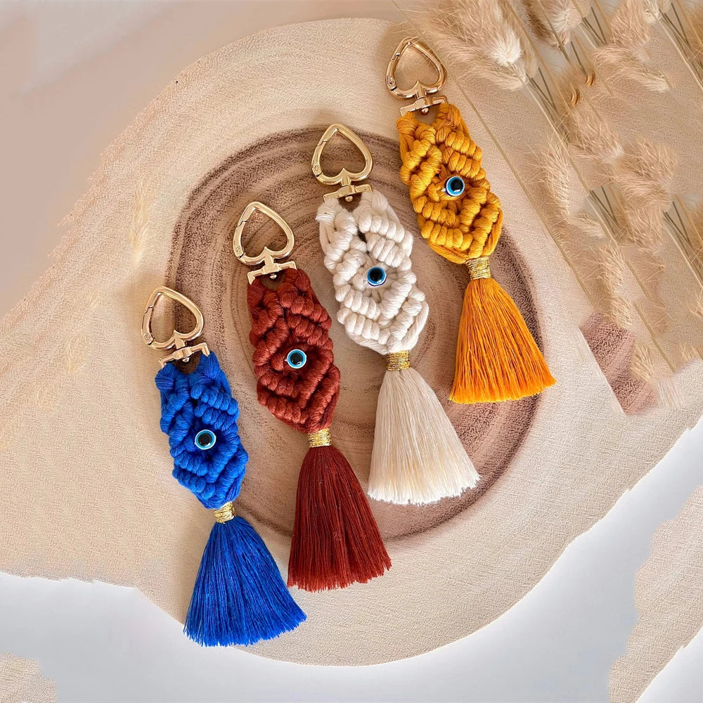 Macrame Evil Eye Keychain