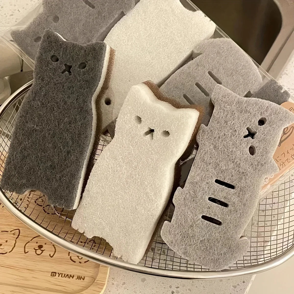 4-Piece Cute Cat Kitchen Sponge Set