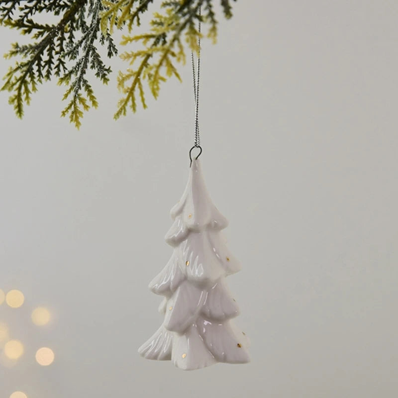 White Ceramic Christmas Tree Ornament