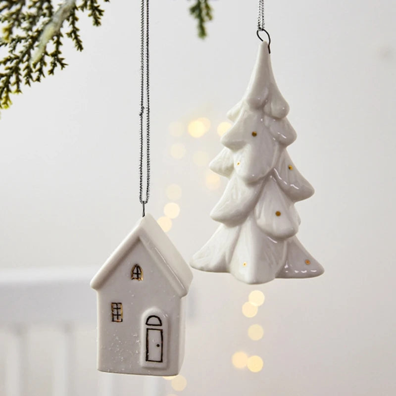 White Ceramic Christmas Tree Ornament