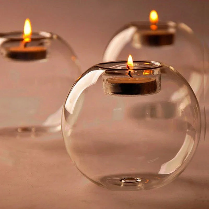 Clear Glass Spot Candle Holder
