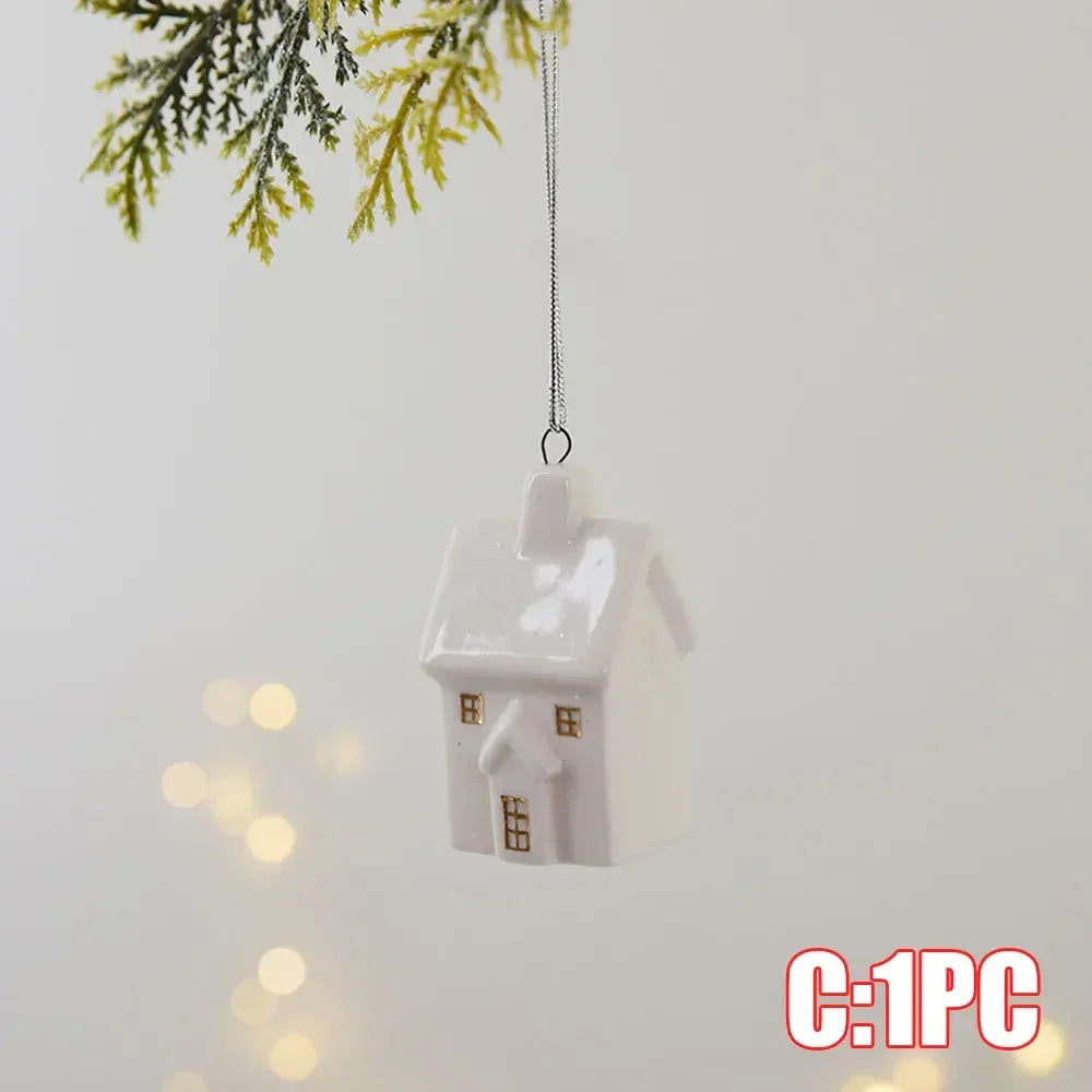 White Christmas Ceramic Ornament