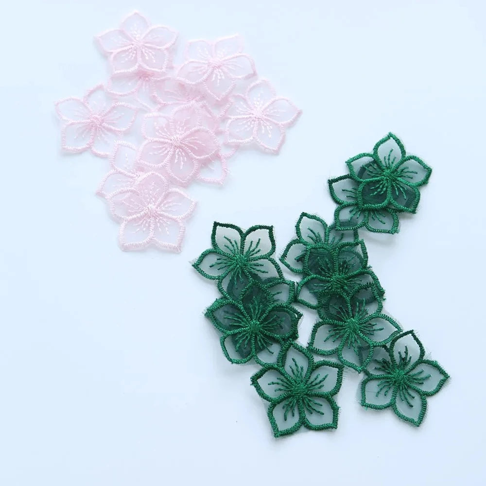 10Pcs Mini Organza Flower Embroidery Patches