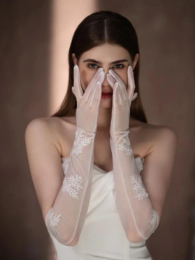 Flower & Pearl Bridal Gloves