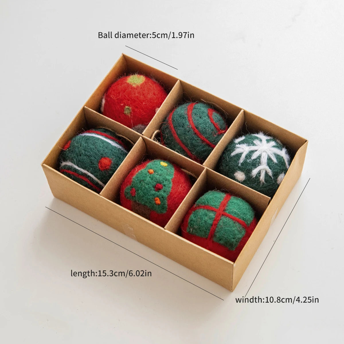 Felt Ball Christmas Winterland 6pcs Set