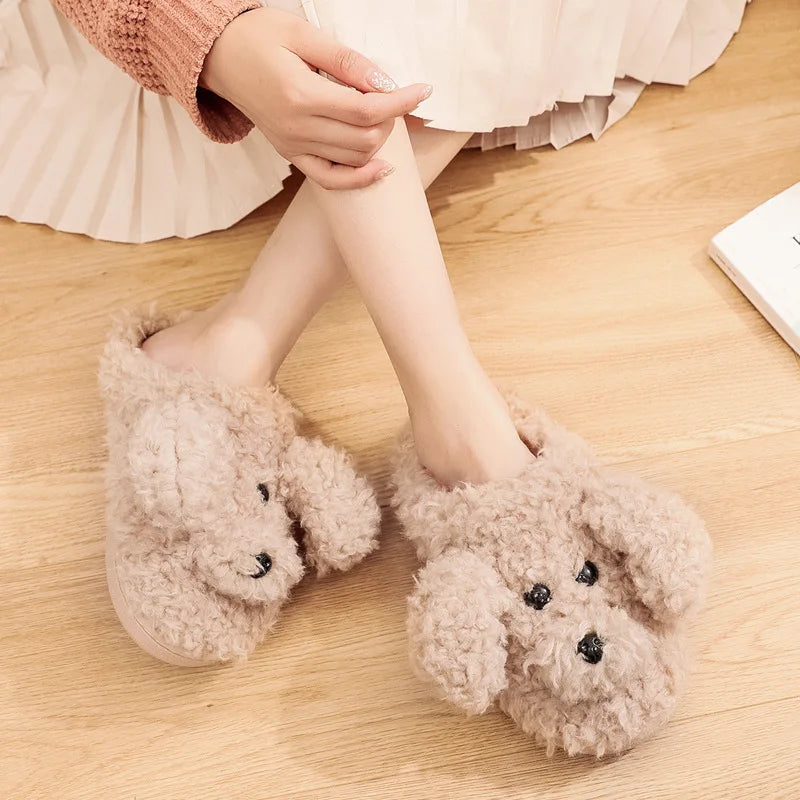 Cute Dog Plush Slippers