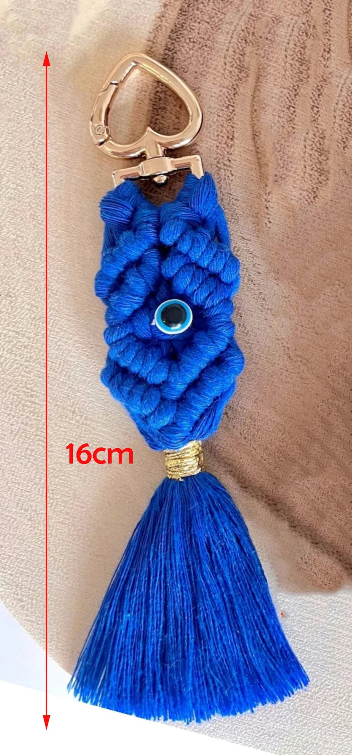 Macrame Evil Eye Keychain