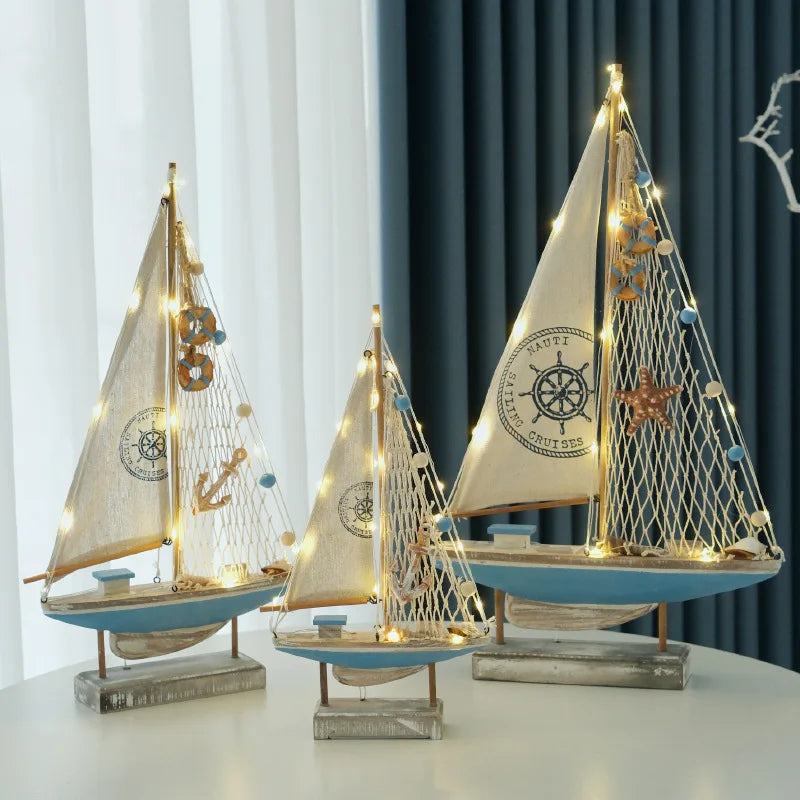 Retro Wooden LED Sailing Boat
