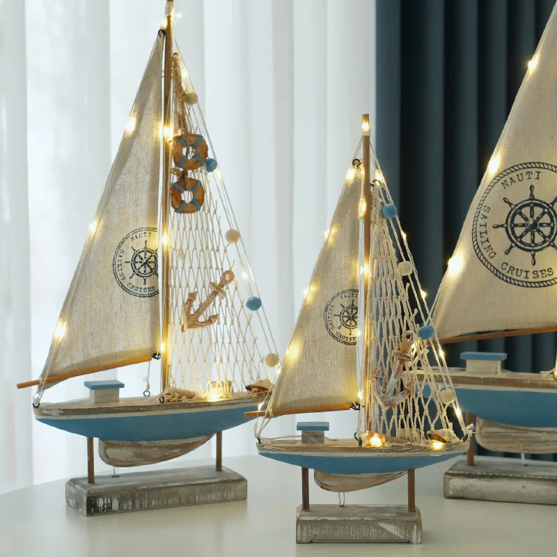 Retro Wooden LED Sailing Boat