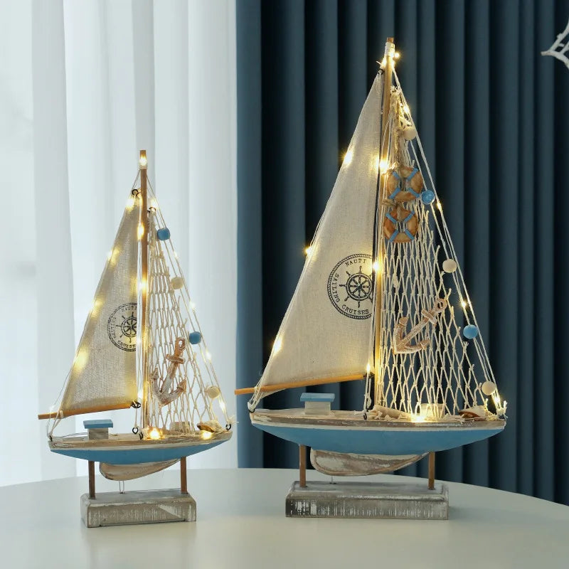 Retro Wooden LED Sailing Boat