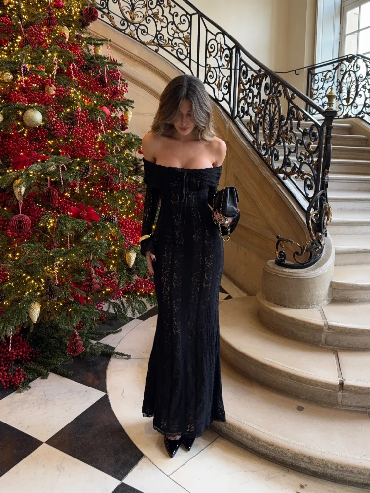 White Off-Shoulder Lace Maxi Dress