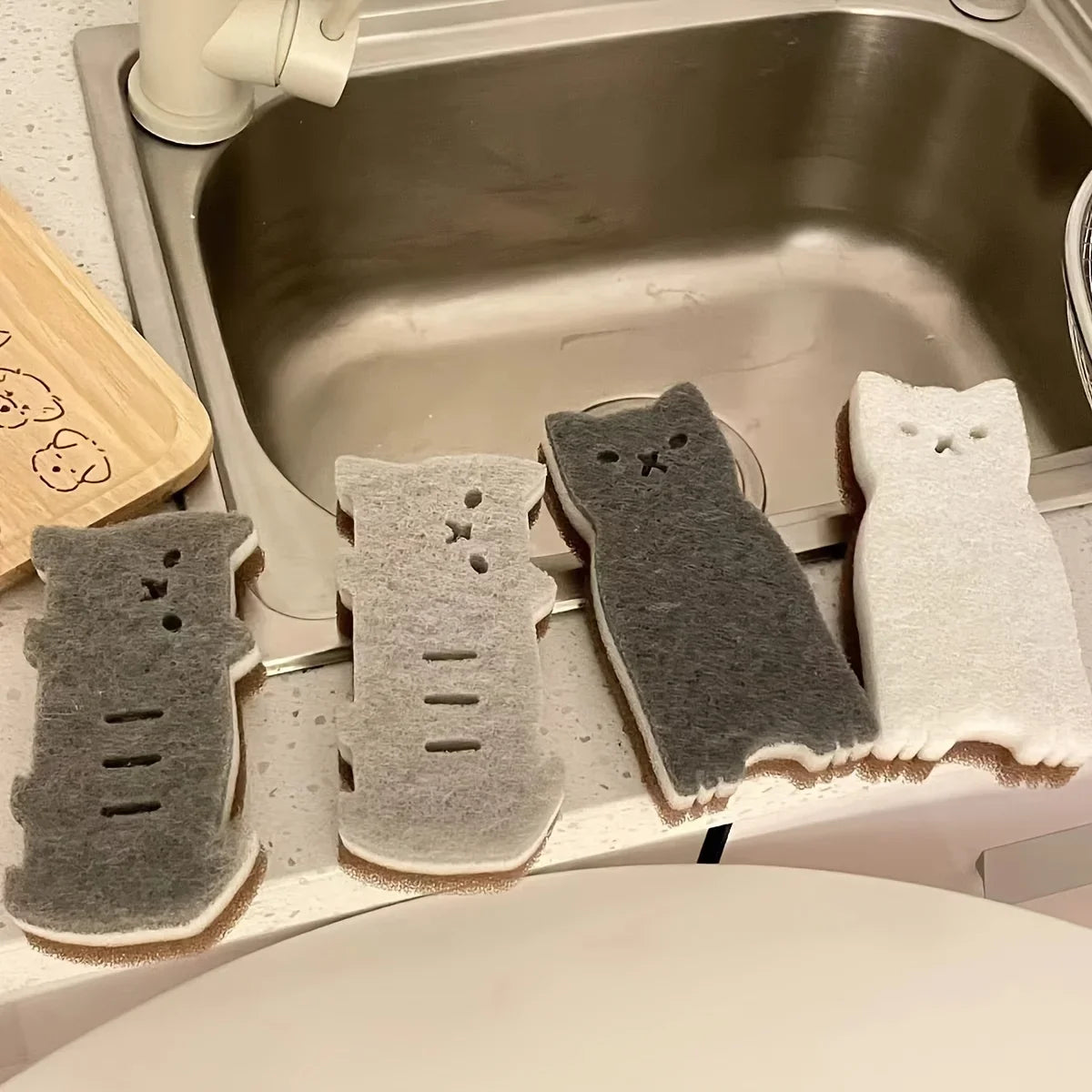 4-Piece Cute Cat Kitchen Sponge Set