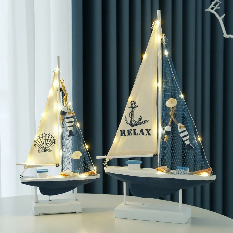 Retro Wooden LED Sailing Boat