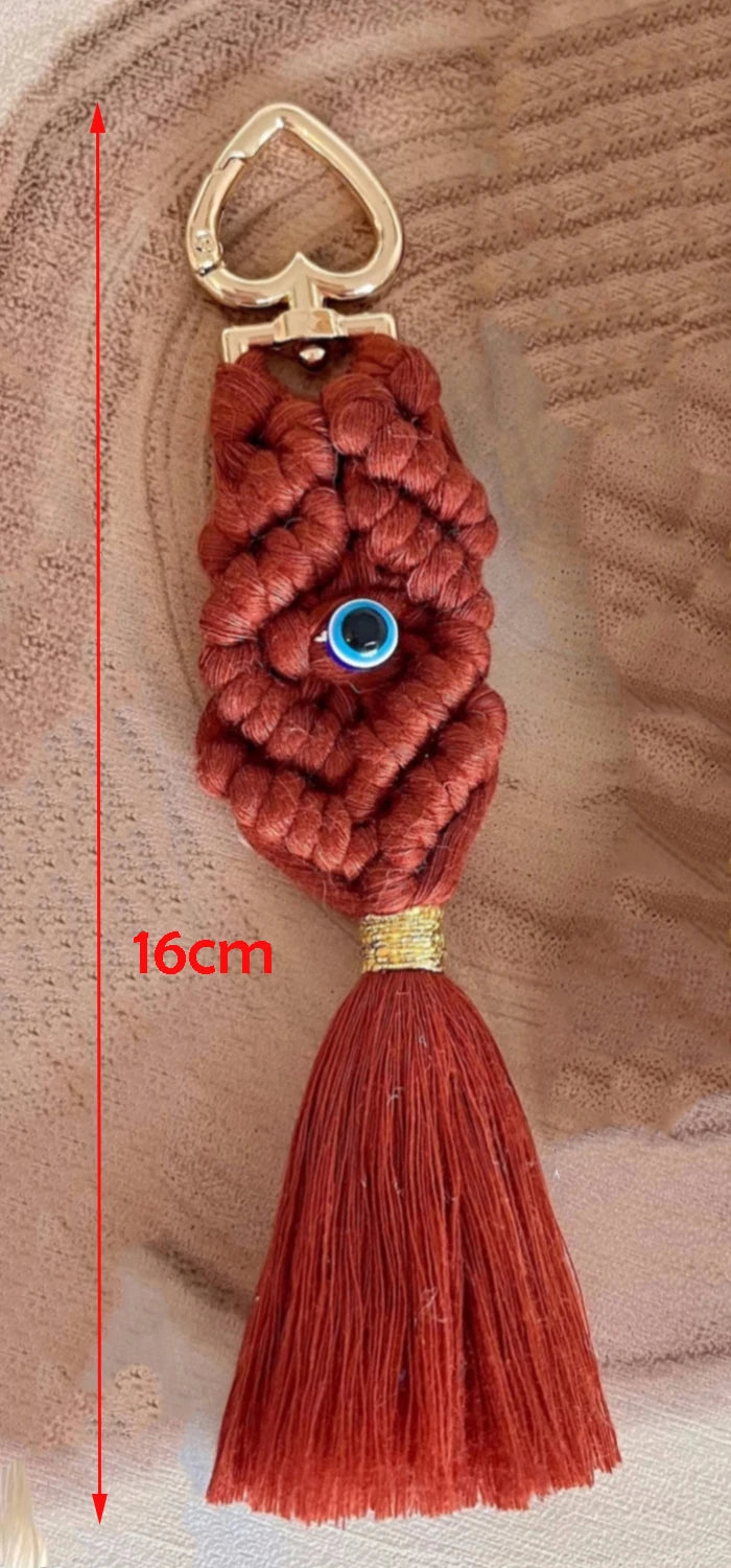 Macrame Evil Eye Keychain