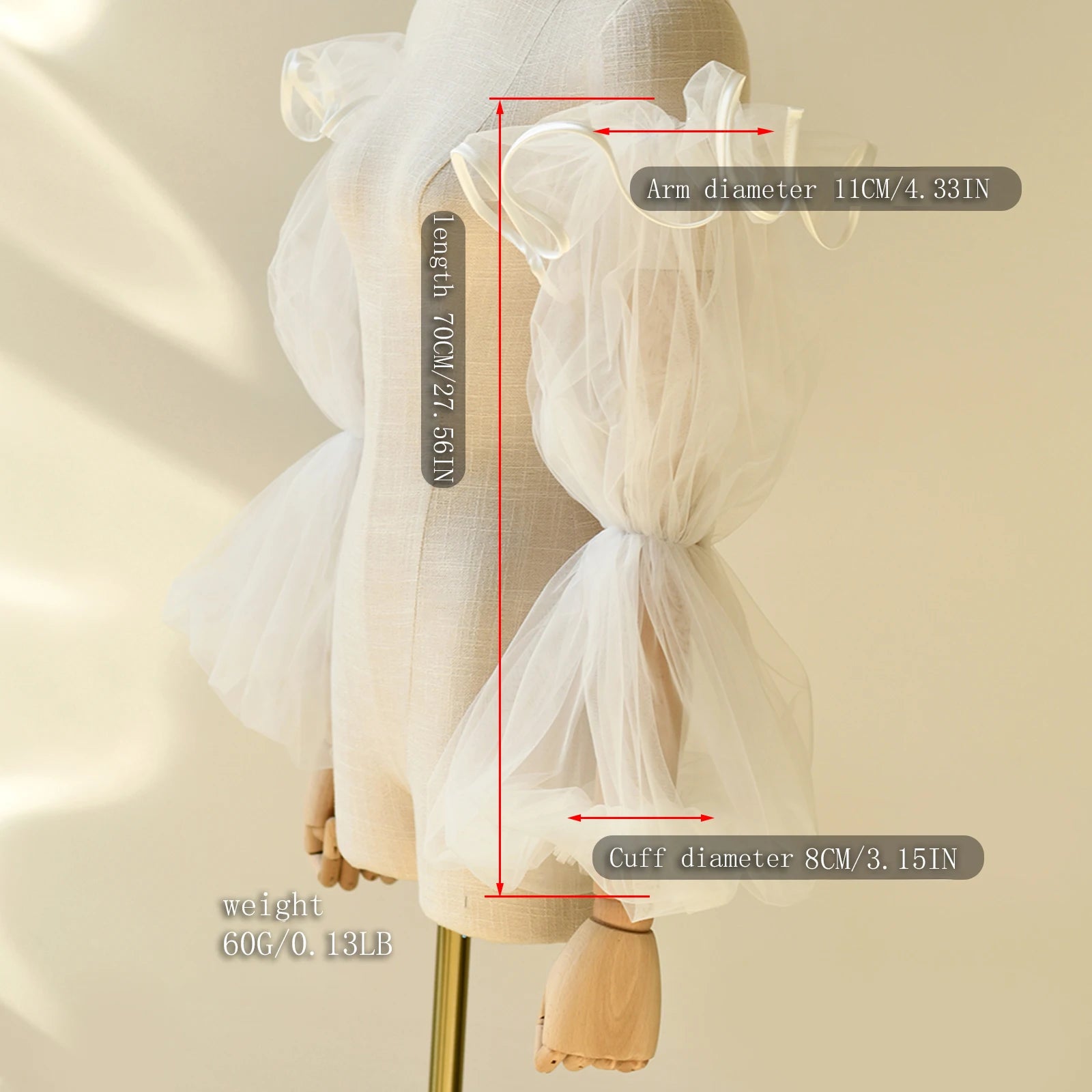 Wavy Ruffle Mesh Bridal Gloves
