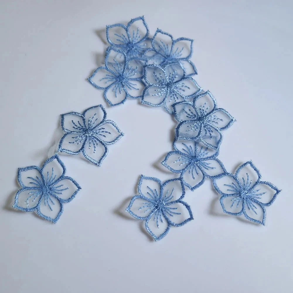 10Pcs Mini Organza Flower Embroidery Patches