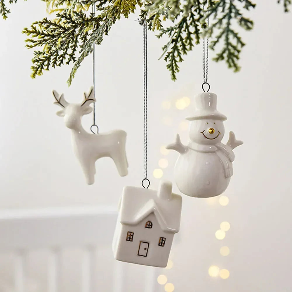 White Christmas Ceramic Ornament