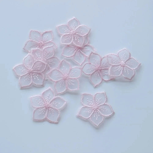 10Pcs Mini Organza Flower Embroidery Patches