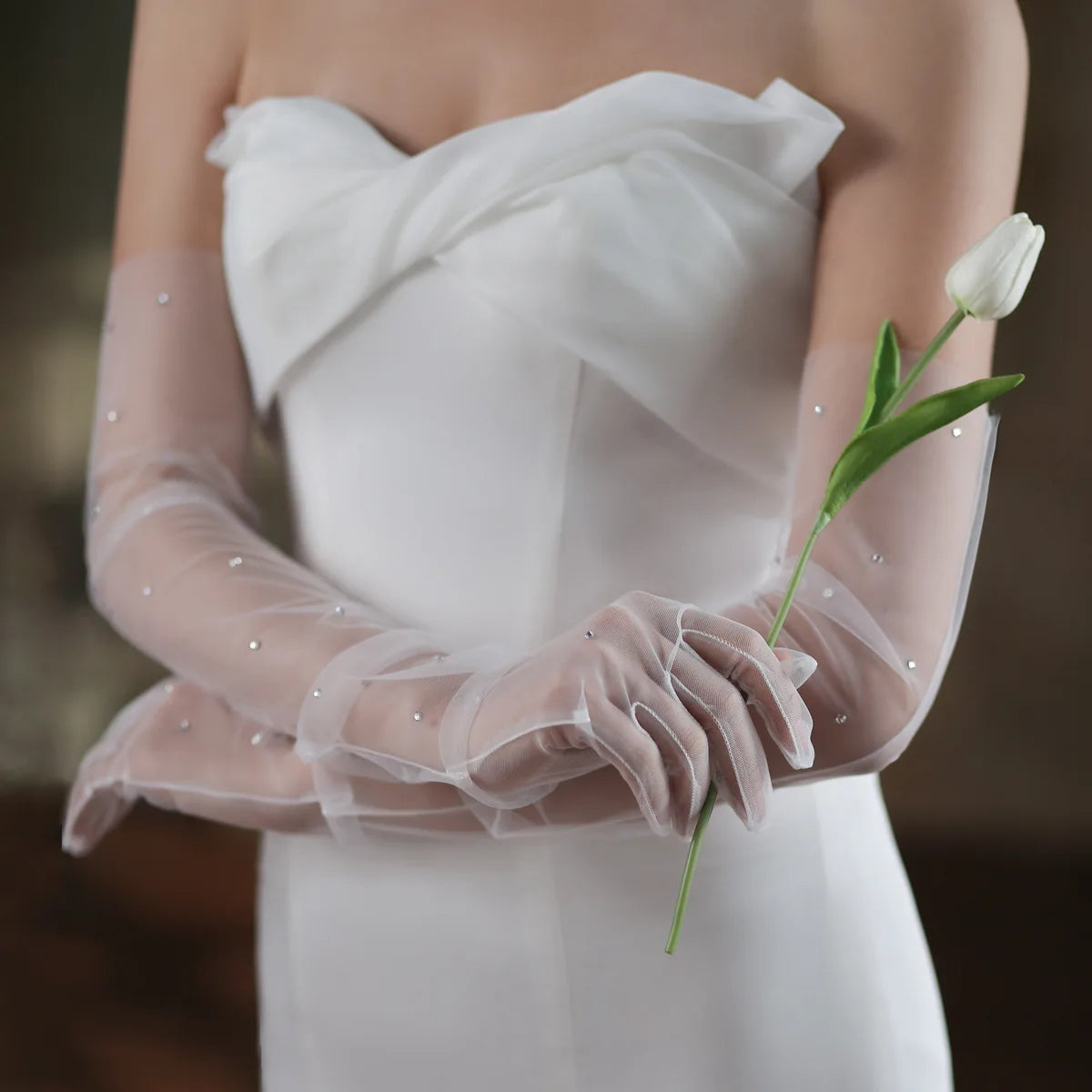 Flower & Pearl Bridal Gloves