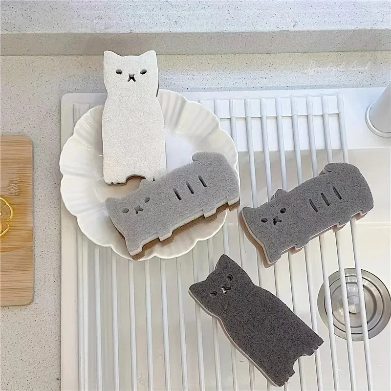 4-Piece Cute Cat Kitchen Sponge Set