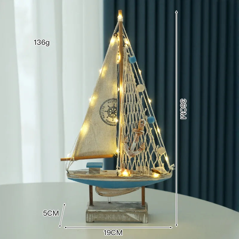 Retro Wooden LED Sailing Boat