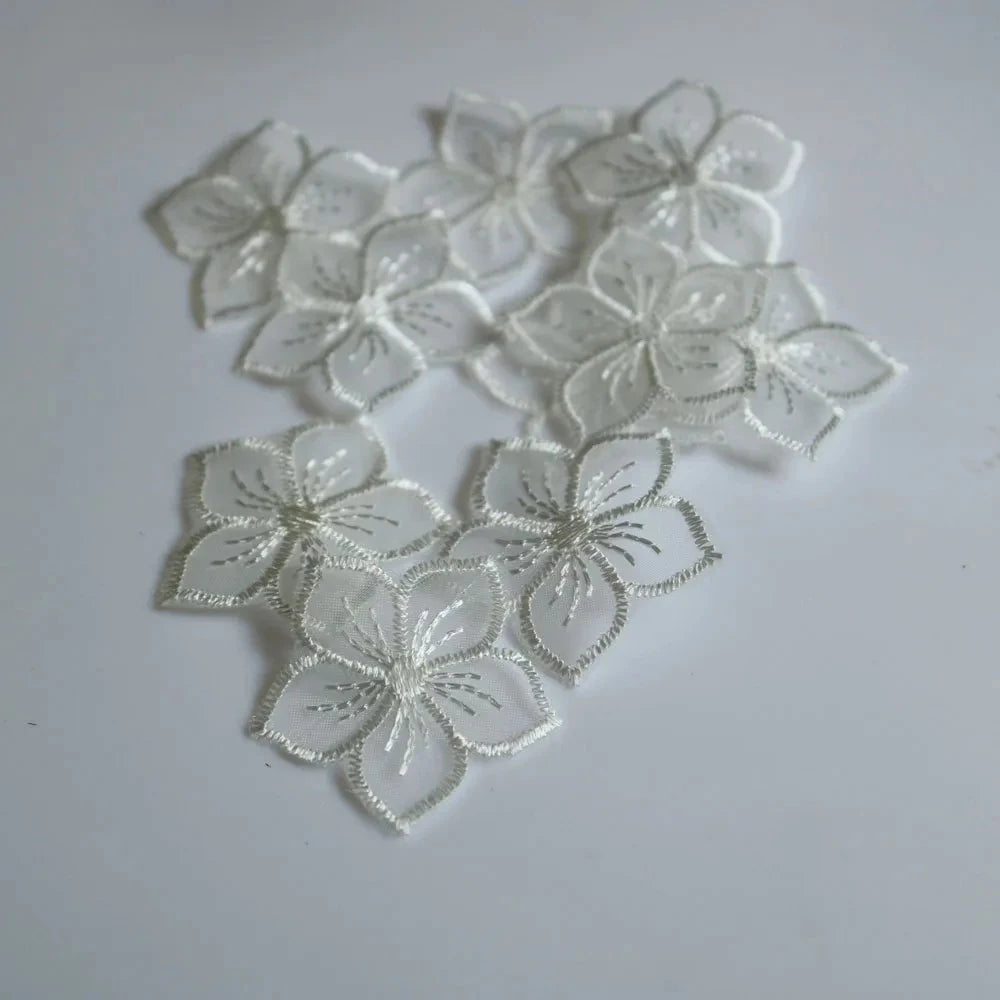 10Pcs Mini Organza Flower Embroidery Patches