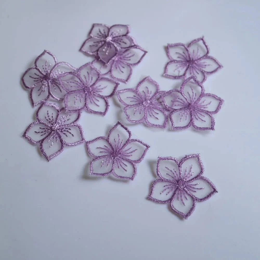 10Pcs Mini Organza Flower Embroidery Patches