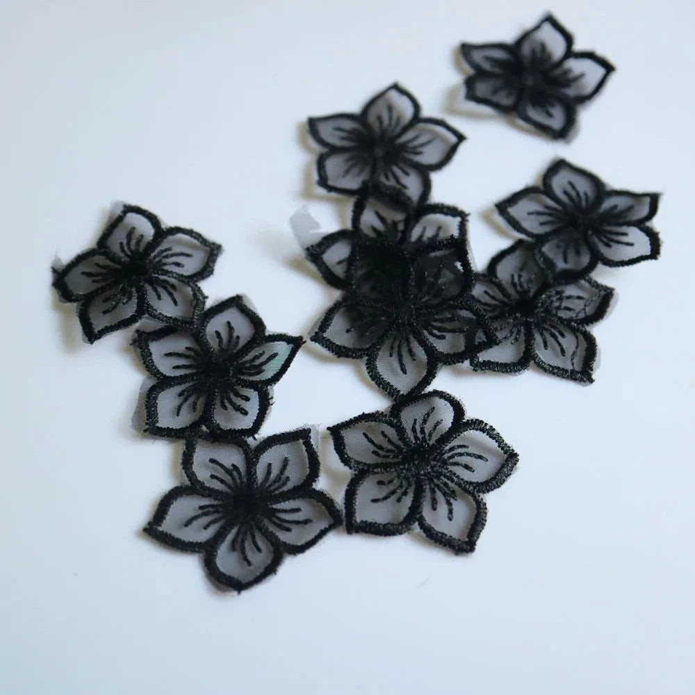 10Pcs Mini Organza Flower Embroidery Patches