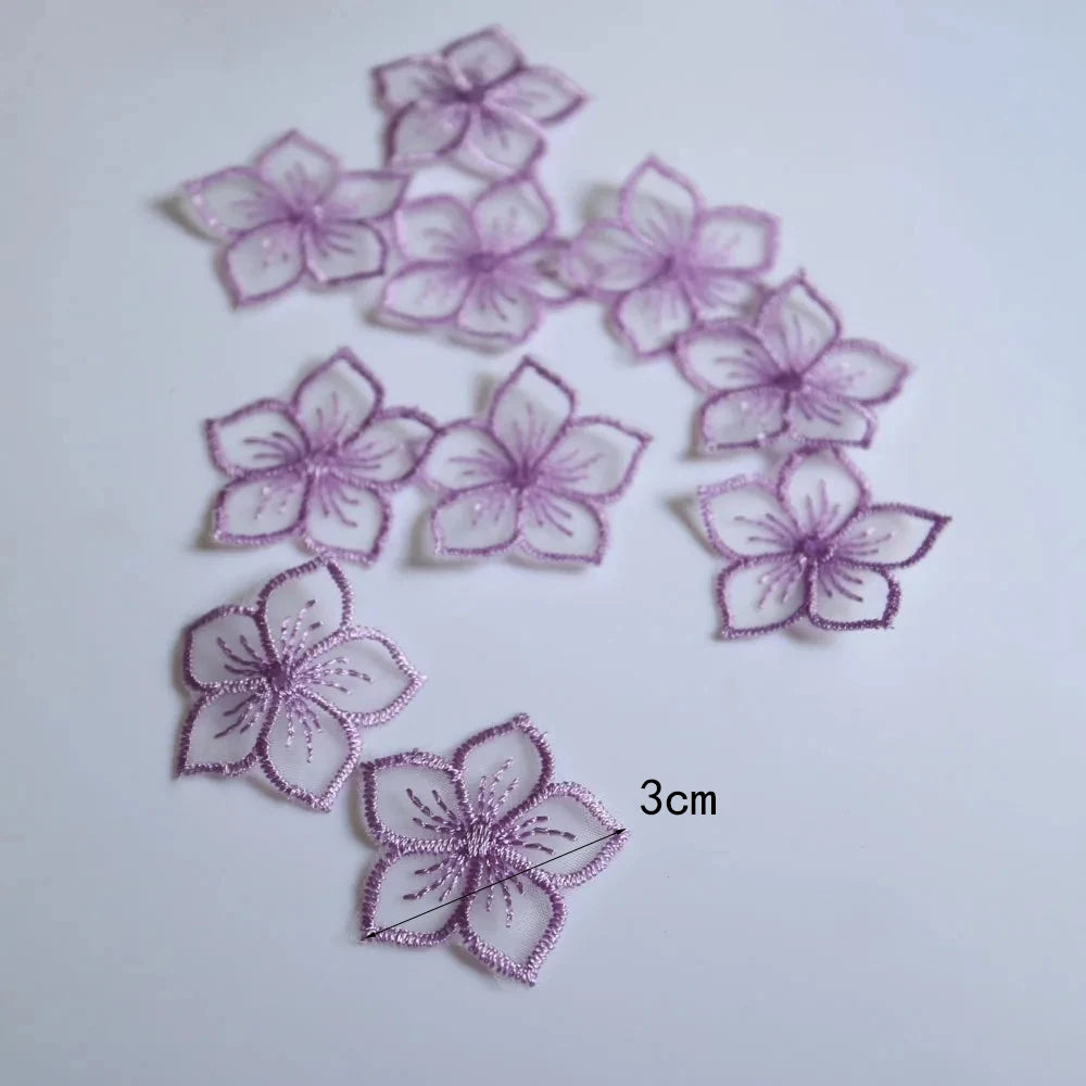 10Pcs Mini Organza Flower Embroidery Patches