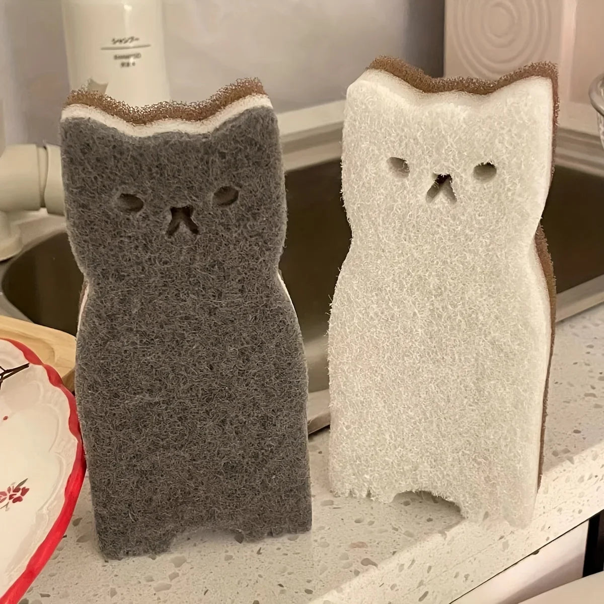 4-Piece Cute Cat Kitchen Sponge Set