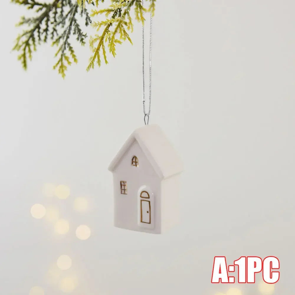 White Christmas Ceramic Ornament