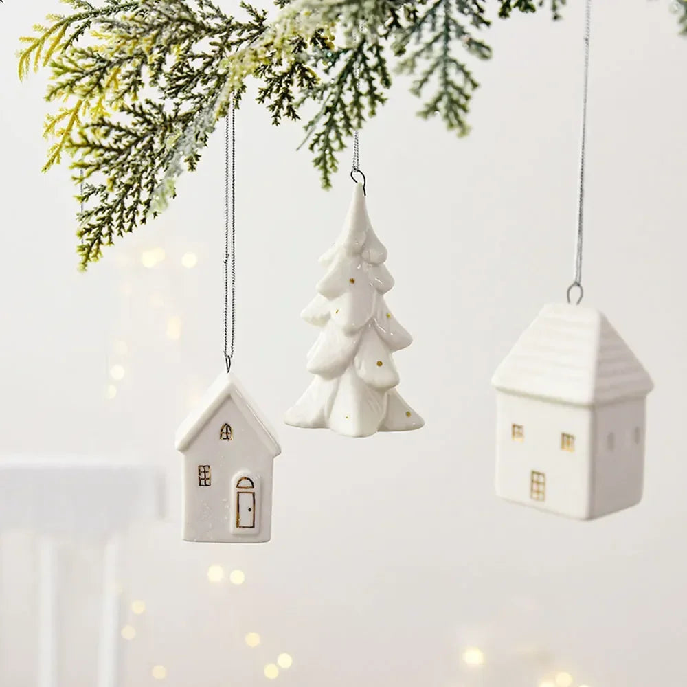 White Christmas Ceramic Ornament