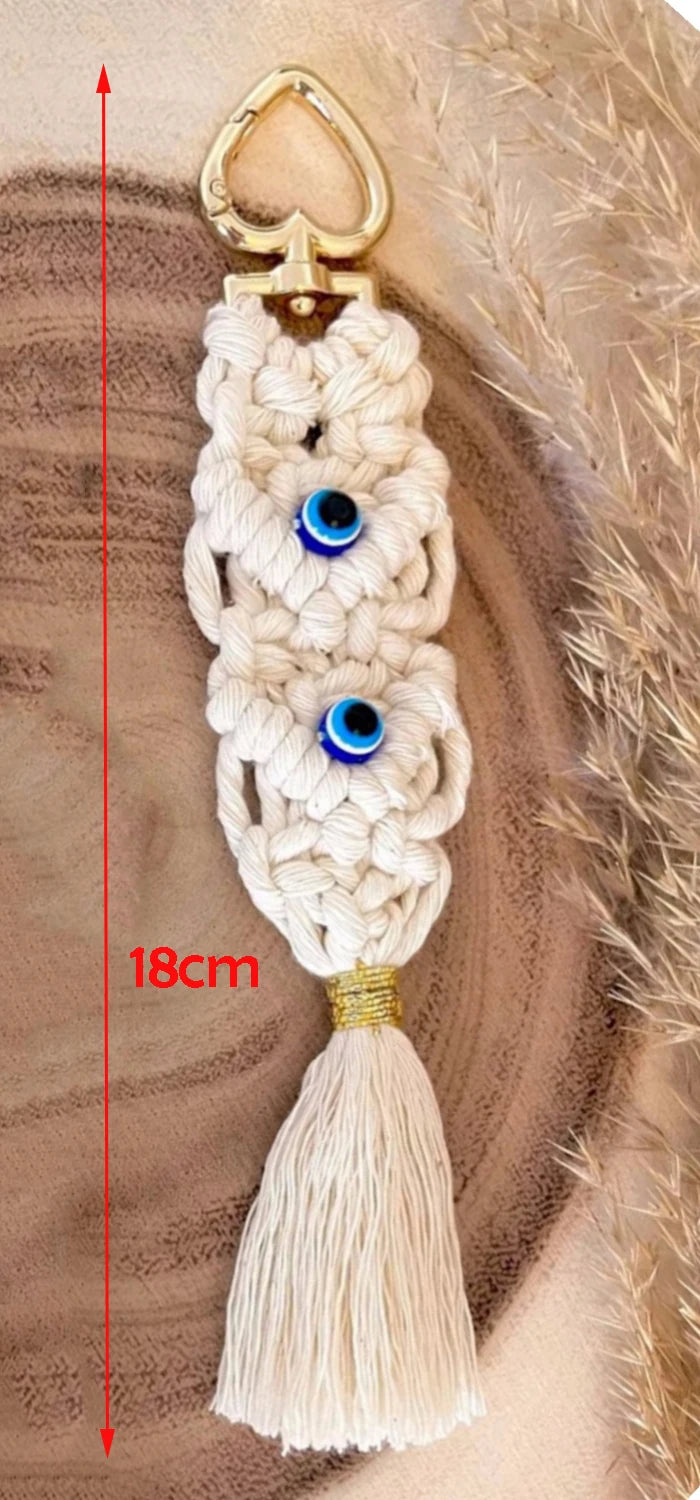 Macrame Evil Eye Keychain